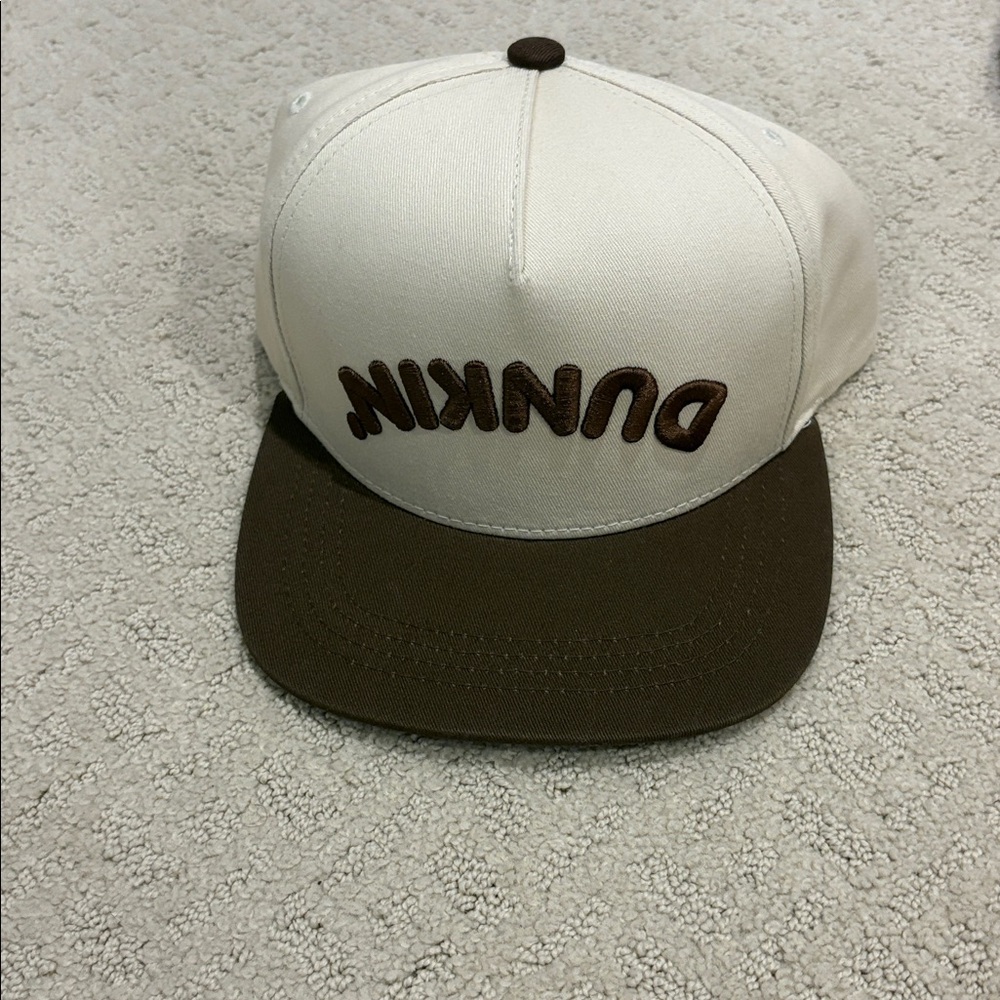 Dunkin Beige and Brown Logo Snapback Hat